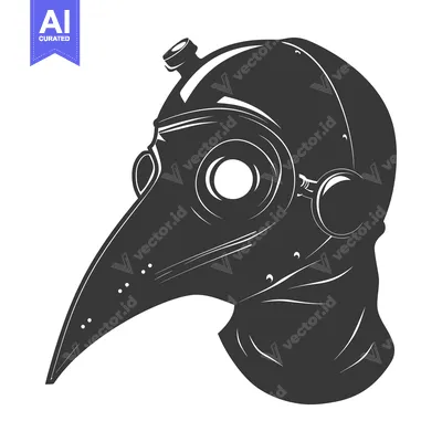 Aset desain premium: A Steampunk-Style Plague Doctor Mask with a Long Beak