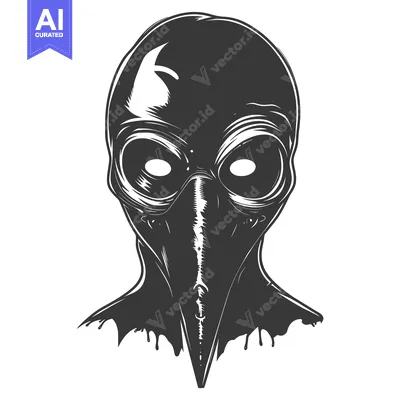 Aset premium populer: Black and White Illustration of a Plague Doctor Mask