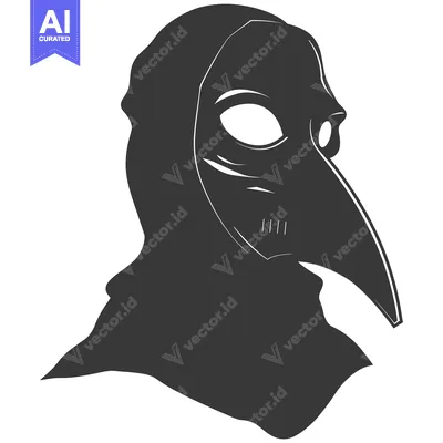 Premium design asset: Silhouette of a Person Wearing a Plague Doctor Mask