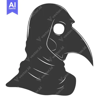 Aset premium populer: Black and White Silhouette of a Plague Doctor's Head