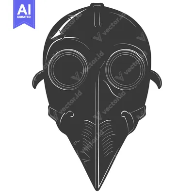 Aset premium populer: A Vintage Black and White Illustration of a Plague Doctor Mask