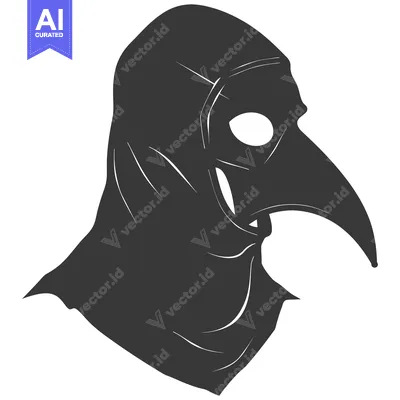 Premium design asset: Black and White Silhouette of a Plague Doctor Mask