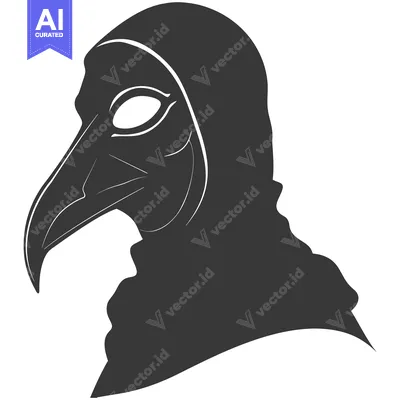 Aset desain premium: Silhouette of a Person Wearing a Plague Doctor Mask
