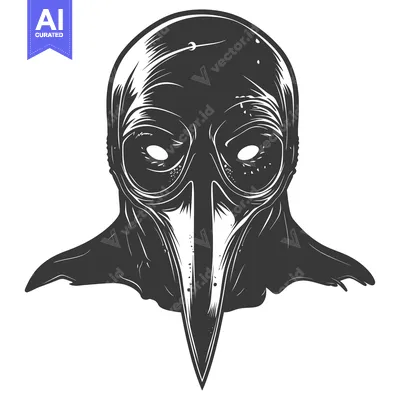 Aset premium populer: Black and White Illustration of a Plague Doctor Mask