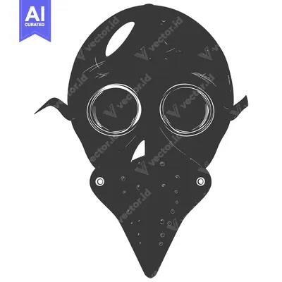 Aset desain premium: A Black and White Sketch of a Hockey Mask