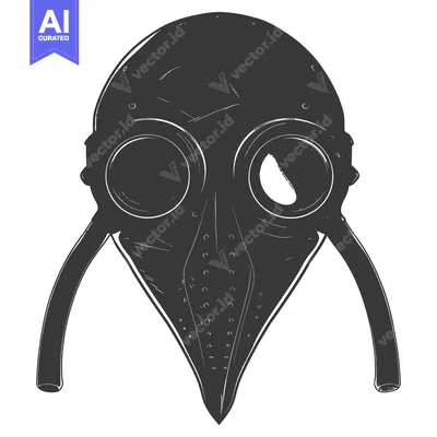Aset desain premium: Hand-drawn illustration of a vintage plague doctor mask
