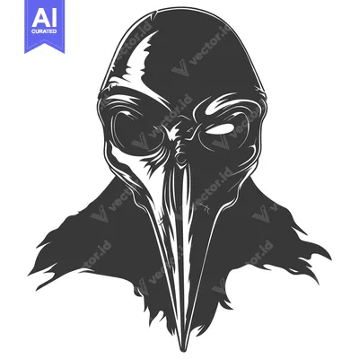 Aset premium populer: Black and White Illustration of a Plague Doctor Mask