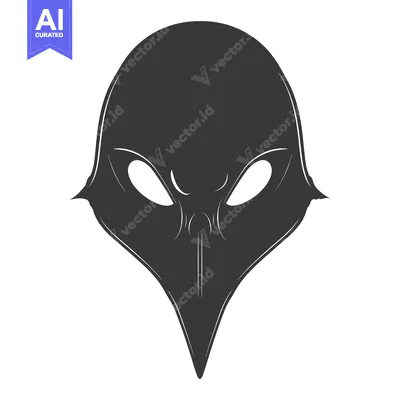 Black and White Illustration of a Bird Mask