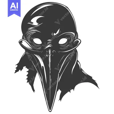 Premium design asset: A Silhouetted Figure Wearing a Bird-Like Mask