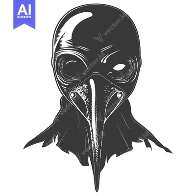 Aset premium populer: A Black and White Illustration of a Plague Doctor's Mask