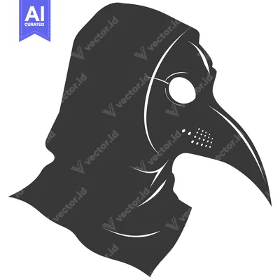 Aset desain premium: Silhouette of a Person Wearing a Plague Doctor Mask