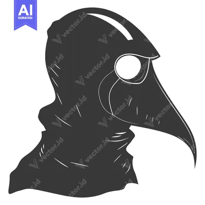 Silhouette of a Plague Doctor Wearing a Bird-like Mask