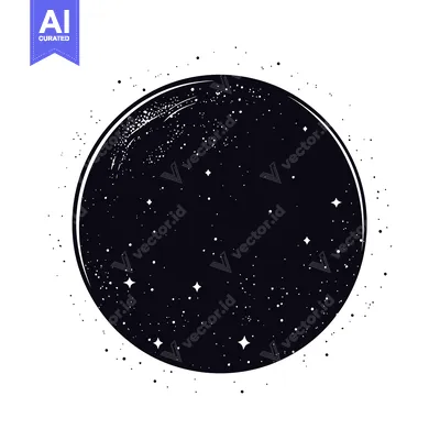 Popular premium asset: Black Circle With White Stars and Specks Against a White Background