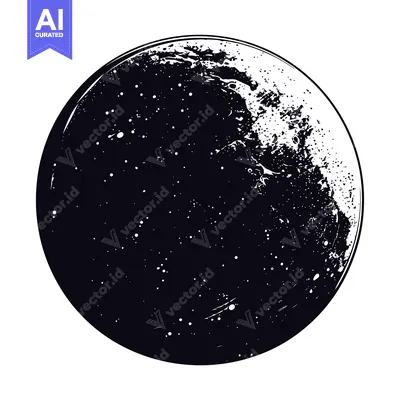 Black and White Illustration of a Waxing Gibbous Moon