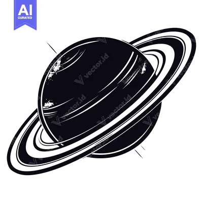 Popular premium asset: Black and White Illustration of Saturn with Rings