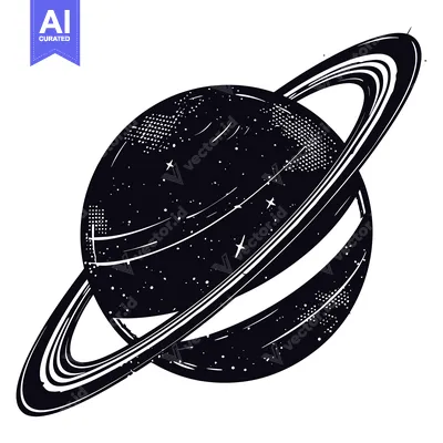Popular premium asset: Black and White Illustration of Saturn with Rings