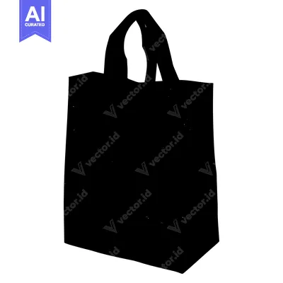 Aset desain premium: Black and White Silhouette of a Tote Bag