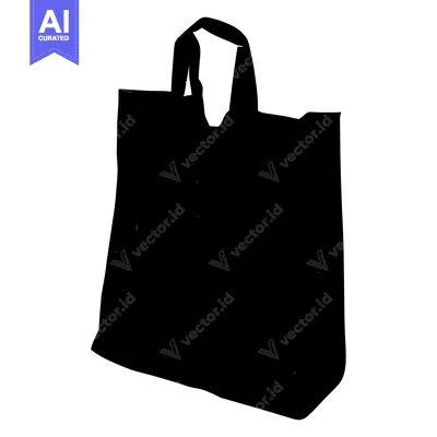 Aset desain premium: Black and White Silhouette of a Tote Bag