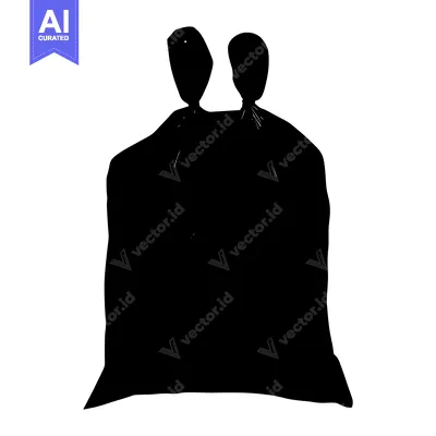 Black silhouette of a sack with drawstrings