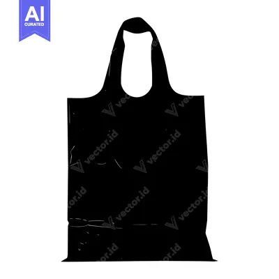 Aset premium populer: Black Silhouette of a Tote Bag with Handles
