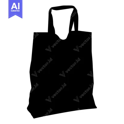 Aset desain premium: Black and white silhouette of a tote bag