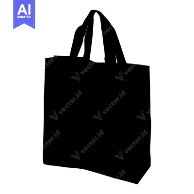 Black Silhouette of a Tote Bag with Two Handles