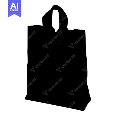 Aset desain premium: Black Silhouette of a Shopping Bag with Handles