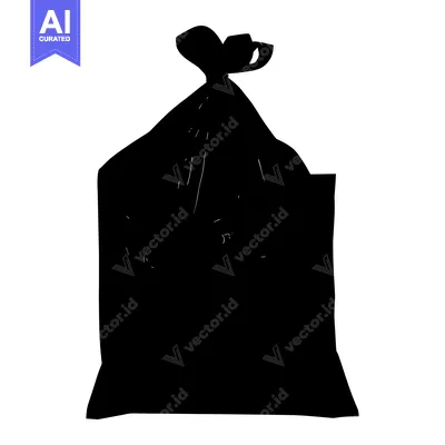 A Black Silhouette of a Full Trash Bag