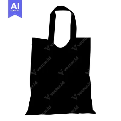 Popular premium asset: Black Silhouette of a Tote Bag with Handles