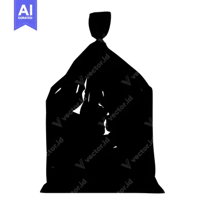 Premium design asset: Silhouette of a Bag Filled with Objects