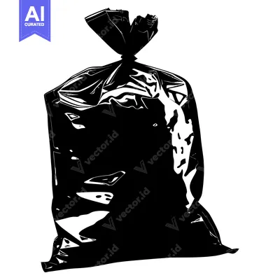 Aset desain premium: A Black Garbage Bag With a Twisted Top