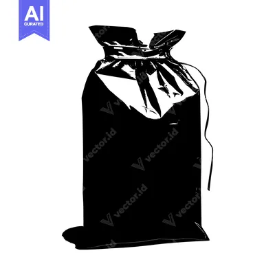 A Black Silhouette of a Bag with a String