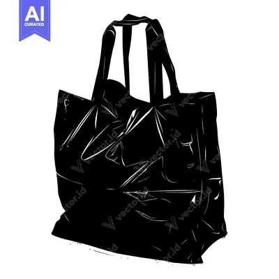 A Black and White Silhouette of a Plastic Bag with Handles