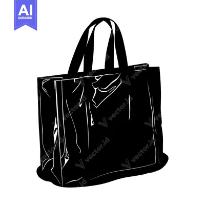 Aset desain premium: Black and White Silhouette of a Tote Bag