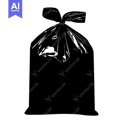 Black Trash Bag with Folded Top