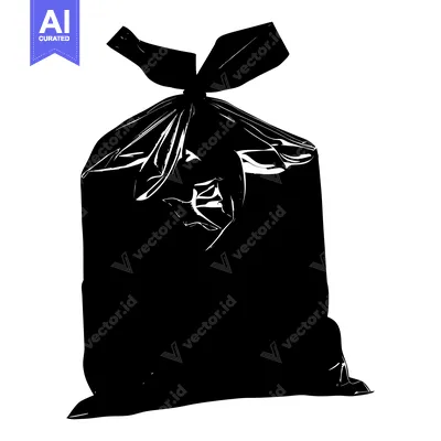 Black Plastic Trash Bag with Drawstring