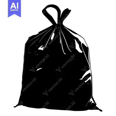 Black Plastic Trash Bag with Drawstring Closure