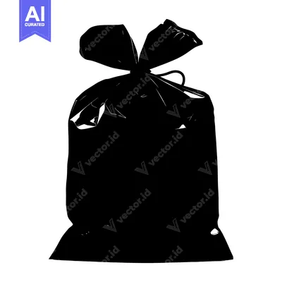 Aset premium populer: A Black Plastic Bag With A Single Knot At The Top
