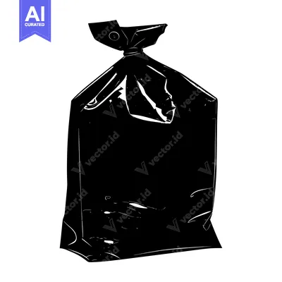 Black Plastic Trash Bag with Drawstring Closure