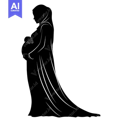 Premium design asset: Silhouette of a Pregnant Woman in a Hijab