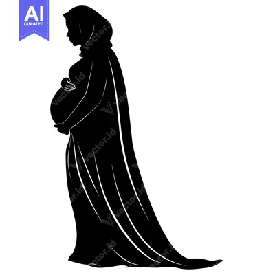 Aset premium populer: Silhouette of a Pregnant Woman in a Long Dress