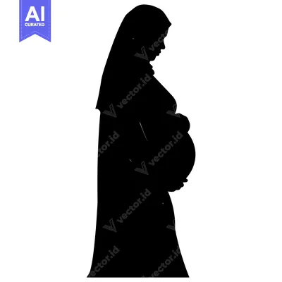 Silhouette of a Pregnant Woman Wearing a Headscarf