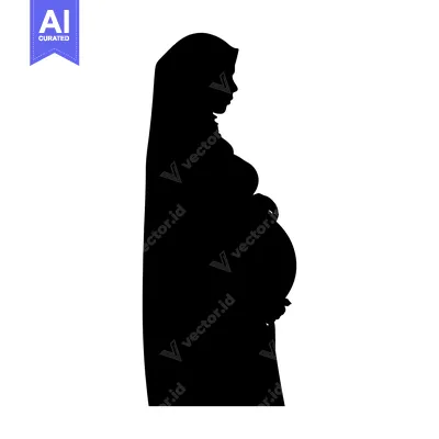 Aset premium populer: Silhouette of a Pregnant Woman Wearing a Hijab