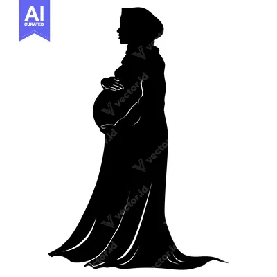 Popular premium asset: Silhouette of a Pregnant Woman in a Long Dress