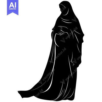 Premium design asset: Silhouette of a Pregnant Woman in a Hijab