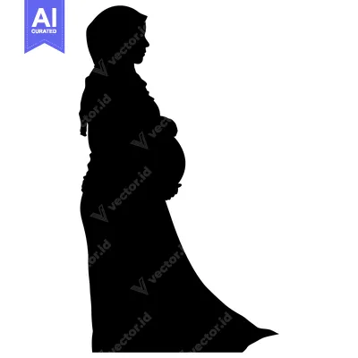 Silhouette of a Pregnant Woman Wearing a Headscarf