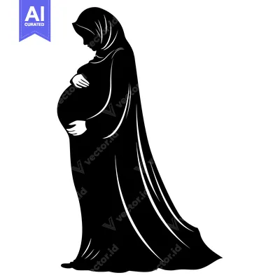 Popular premium asset: Silhouette of a Pregnant Woman in a Hijab