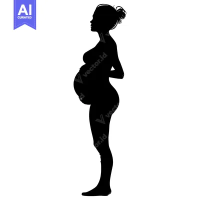 Aset premium populer: Silhouette of a Pregnant Woman Standing in Profile