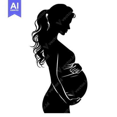 Premium design asset: Silhouette of a Pregnant Woman with Her Hand on Her Belly