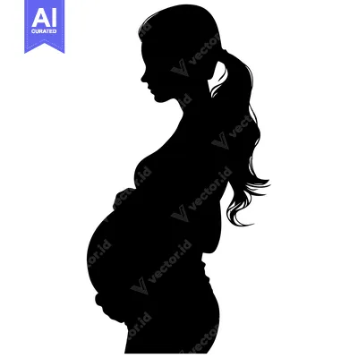 Popular premium asset: Silhouette of a Pregnant Woman with Long Hair